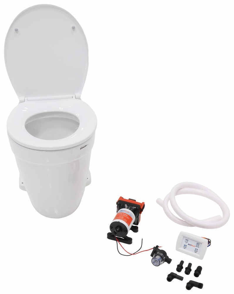 SEAFLO SFMTE1-06 Deluxe Flush Electric Marine Raw Water Head/Toilet - 12V, 20A