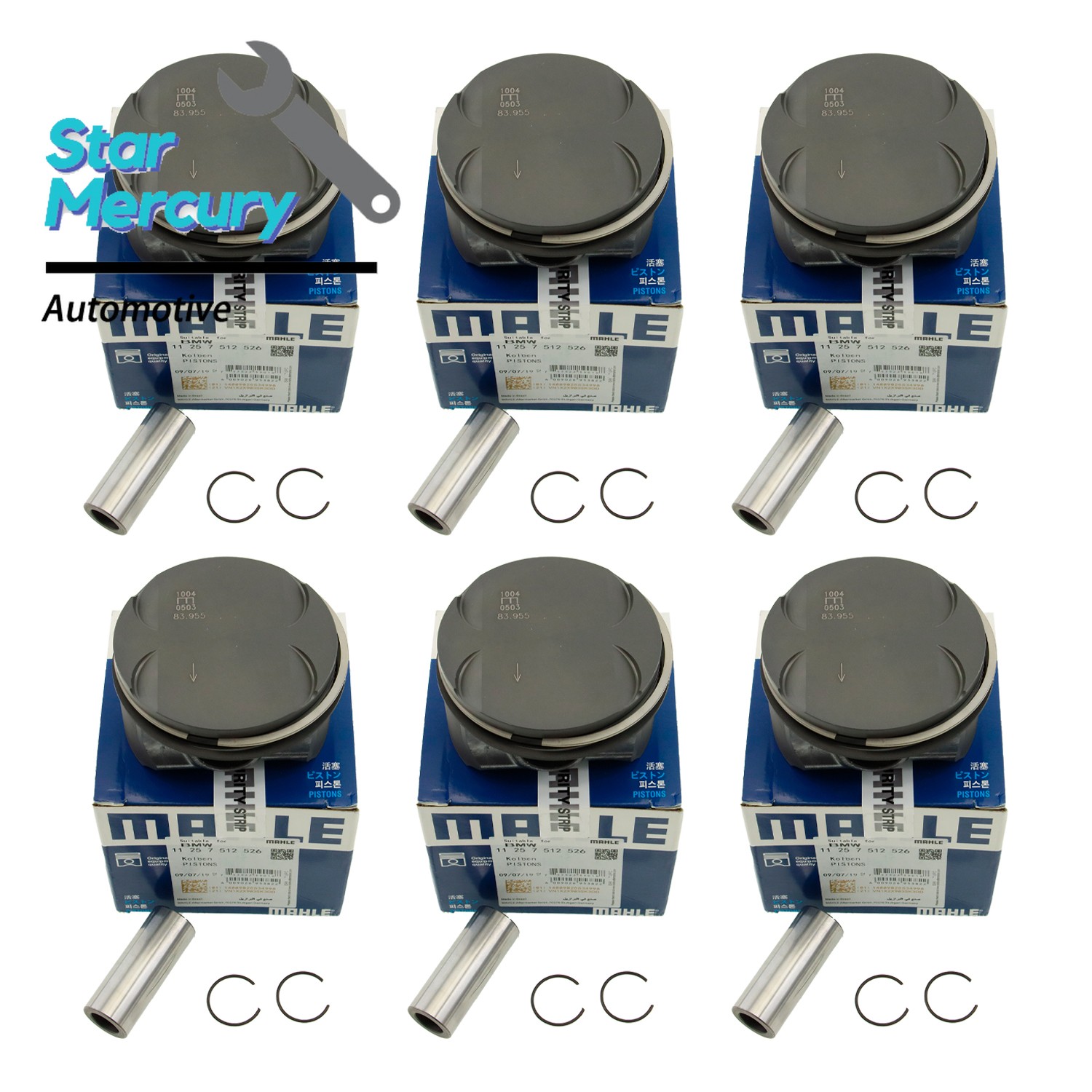 OEM MAHLE 6X Pistons & Rings Set For BMW E46 E39 E60 E83 E85 M54 B25 11257512526