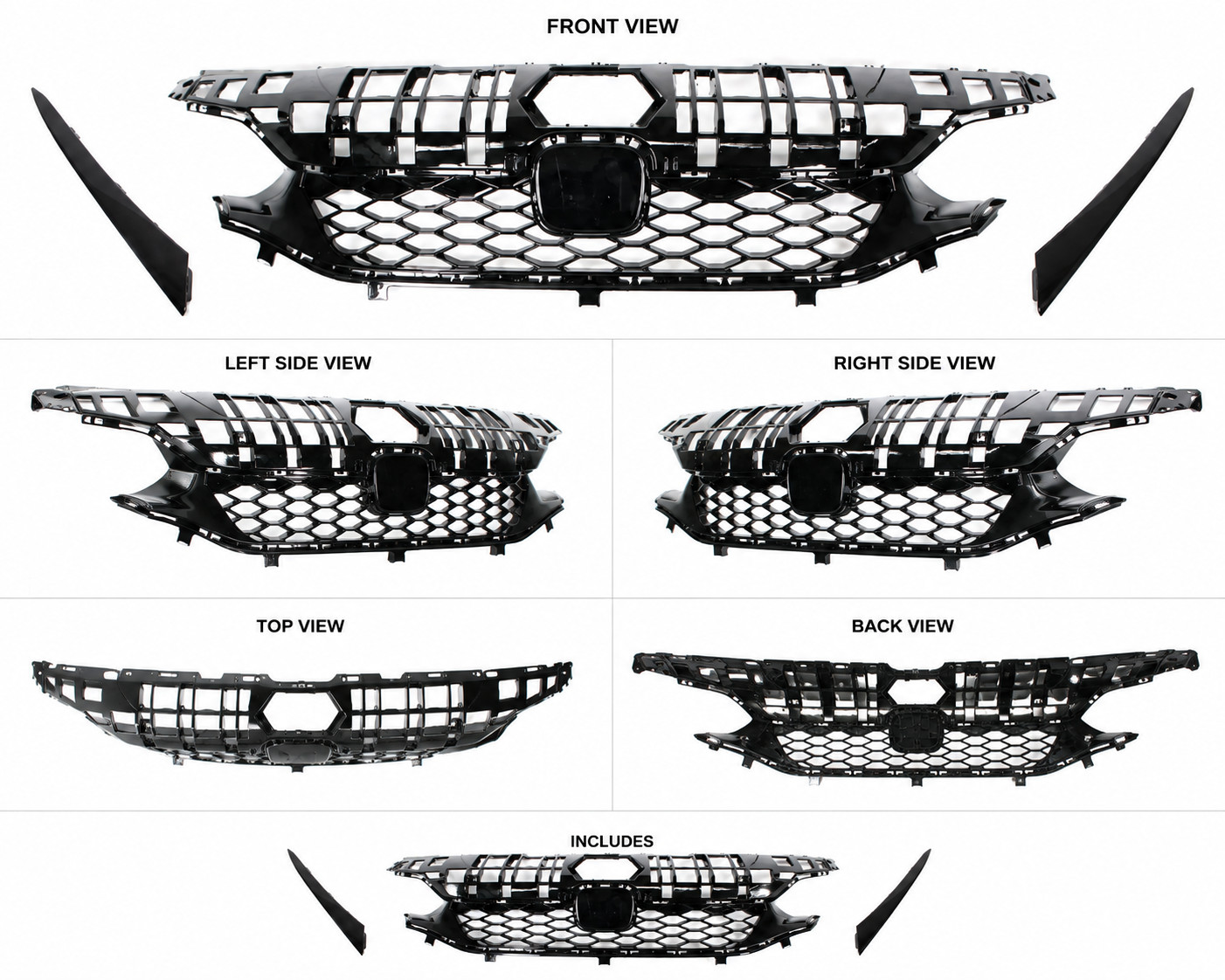 2022-2024 Honda Civic Hatchback Front Grille | All Trims | Except FL5 Type