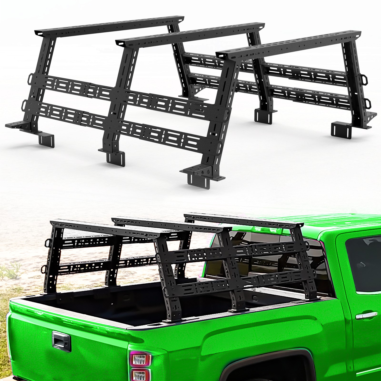16\'\'-25\'\' High Overland Truck Bed Racks For Gladiator/Tacoma/Canyon/Frontier/Ram