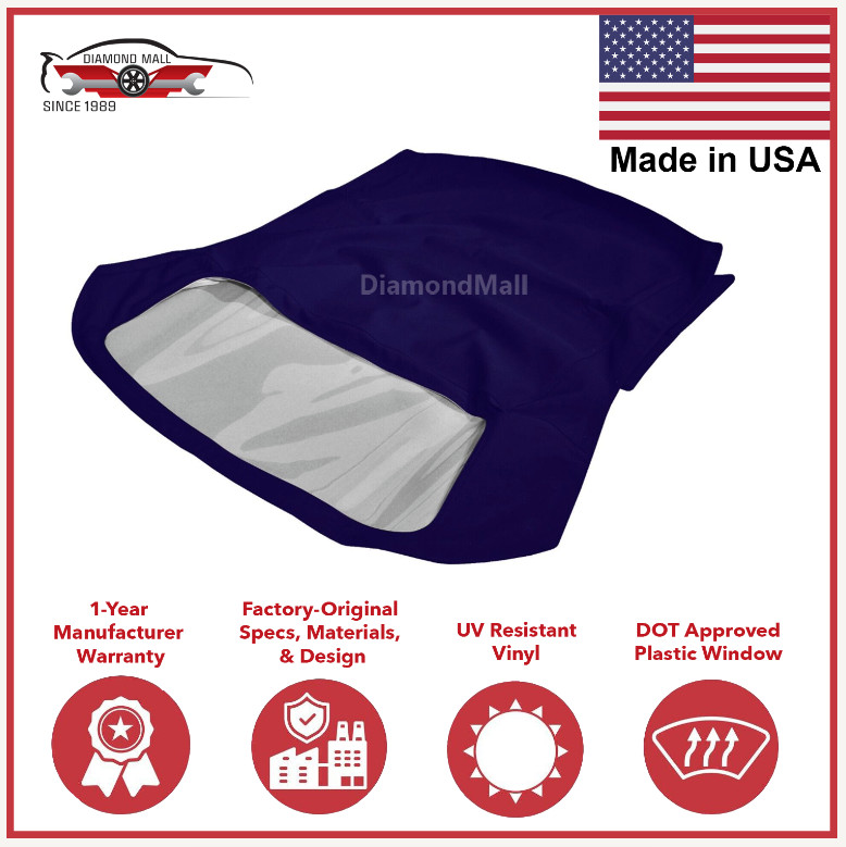 FIts Fiat 124 Spider, 2000  CS2 1979-1982 Convertible Soft Top BLUE VINYL