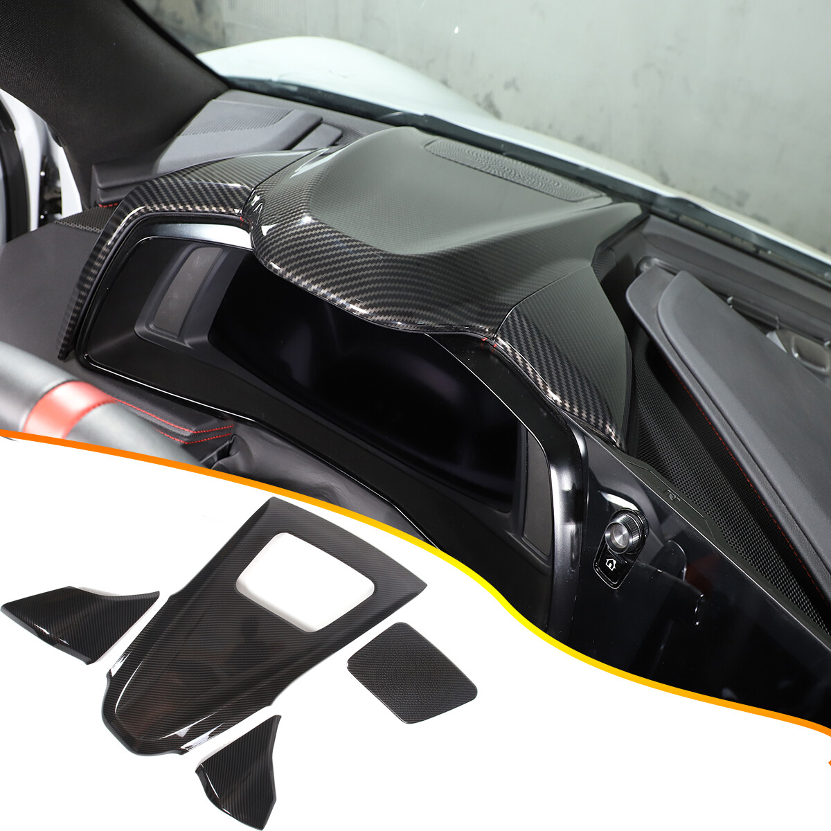 ABS Carbon Fiber Dashboard Instrument Upper Panel Cover For Corvette C8 2020-25 ABS Carbon Fiber Dashboard Instrument Upper Panel Cover For Corvette C8 2020-25
