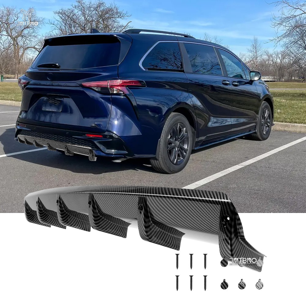 Rear Lip Bumper Valance Diffuser Spoiler 6Fin Carbin Fiber for Toyota Sienna XSE
