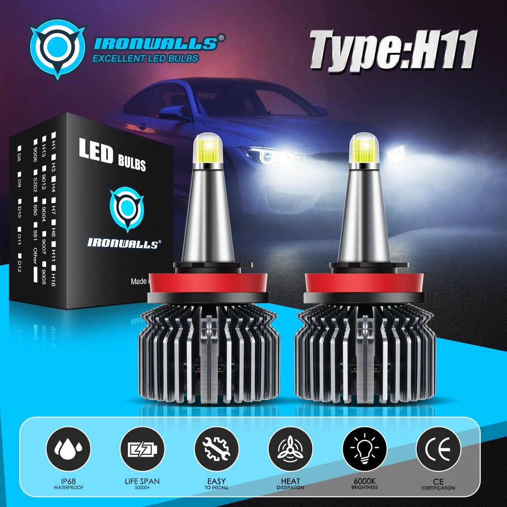 H8 H9 H11 2400W 380000LM LED Headlight Bulbs Conversion Kit 6500K White Ironwall