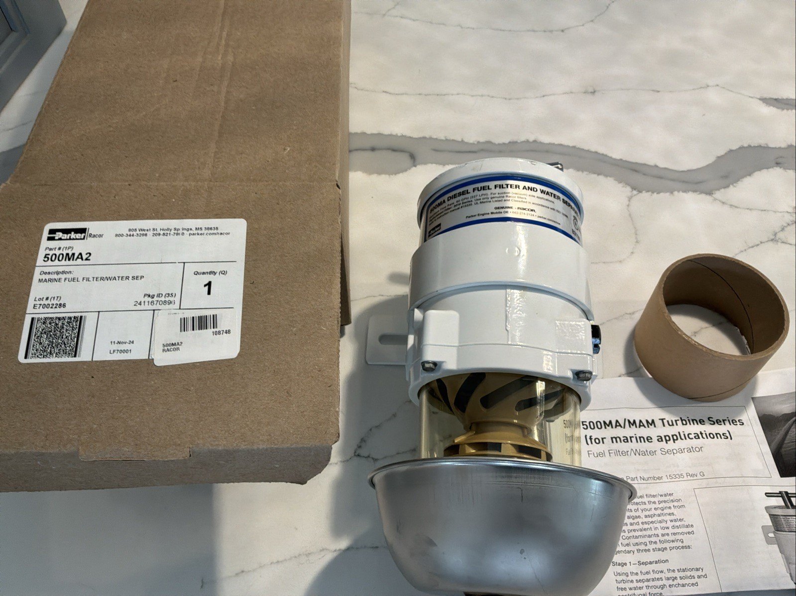 NEW: PARKER MARINE SERIES DIESEL FUEL FILTER WATER SEPARATOR 2 MICRON - 500MA2 NEW: PARKER MARINE SERIES DIESEL FUEL FILTER WATER SEPARATOR 2 MICRON - 500MA2