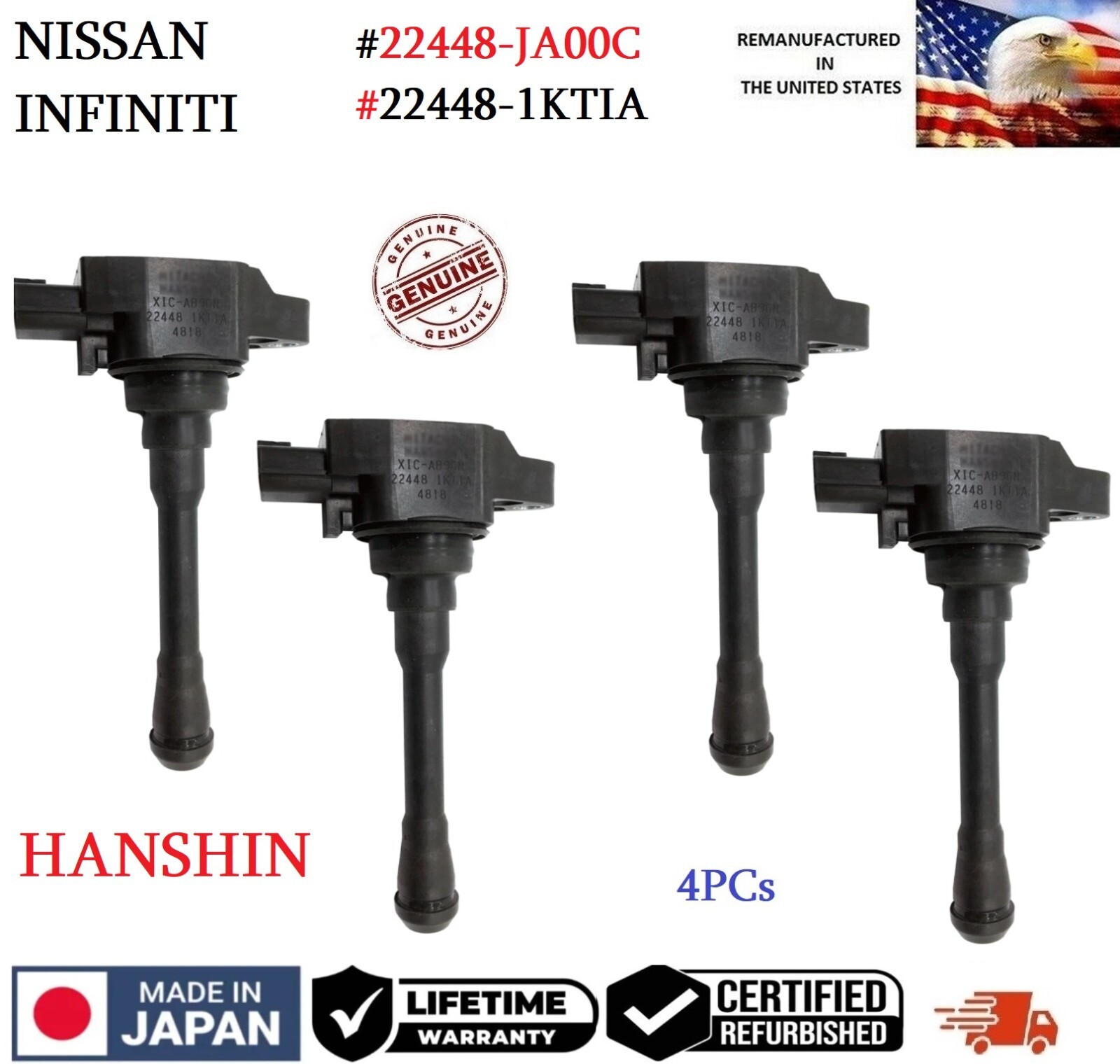 GENUINE 4x Ignition Coils For 07-18 NissanAltimma 2.5L 07-19 Sentra #22448-1KT1A