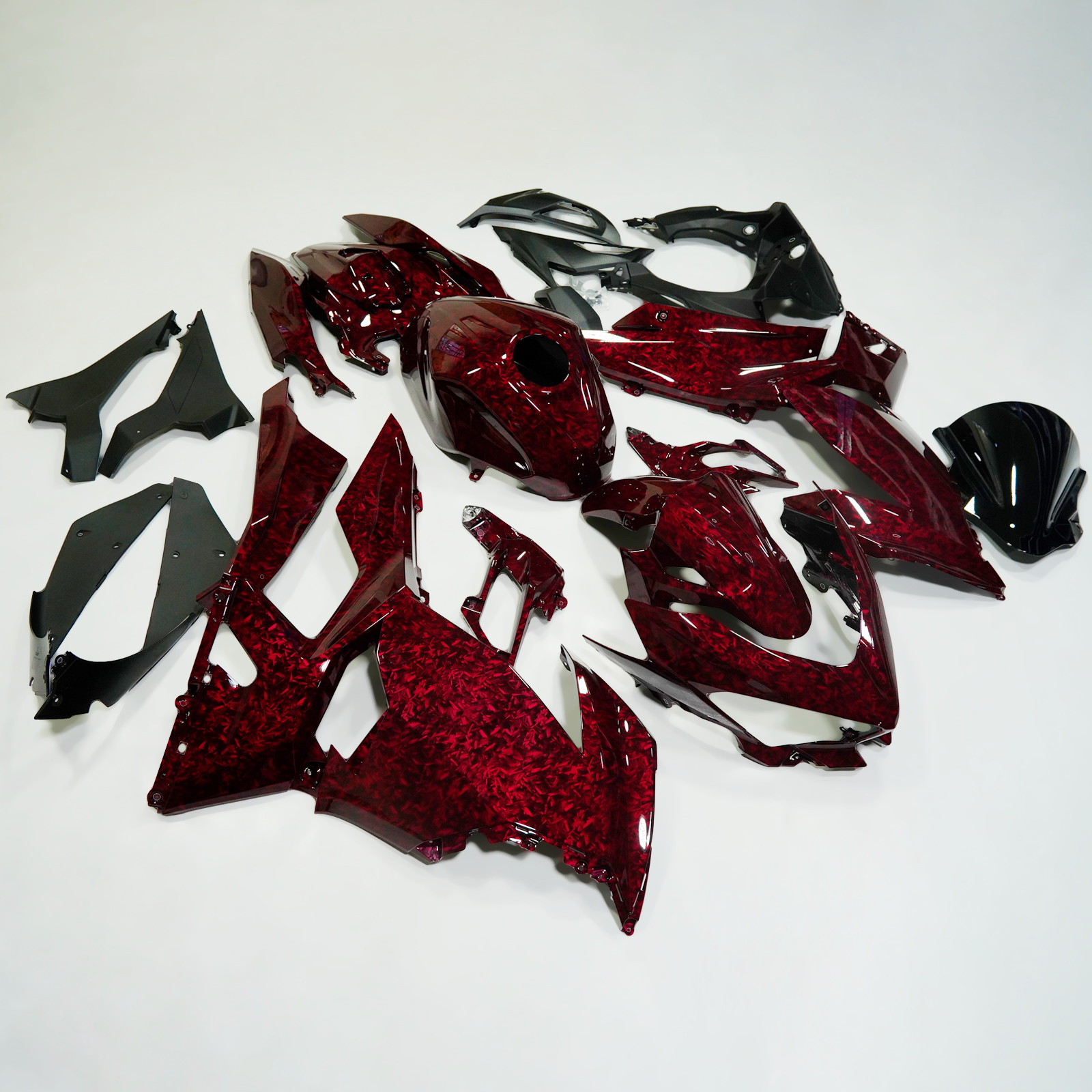 US Bodywork Fairing Kit For Kawasaki Ninja 400 2018-2023 Red Forged Carbon Fiber
