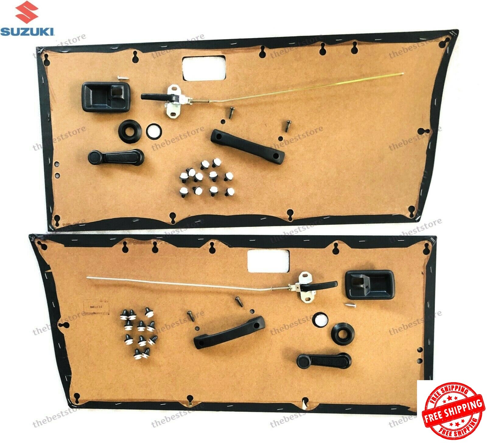 OEM SUZUKI SAMURAI SJ410 SJ413 SIERRA GYPSY INSIDE COMPLETE DOOR PANEL KIT