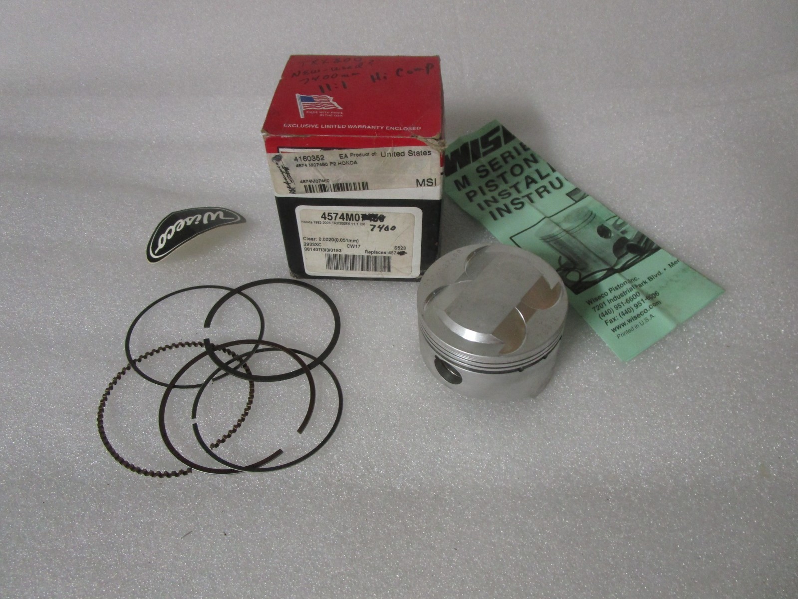 1993-2009 Honda TRX ATVs Wiseco Piston 74.00 mm