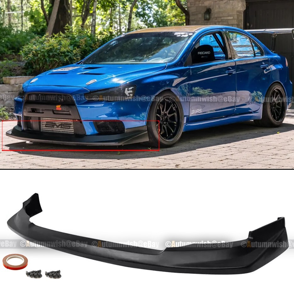 Fit 08-15 EVO X 10 Evolution Vortex Style Unpainted Front Bumper Lip Spoiler