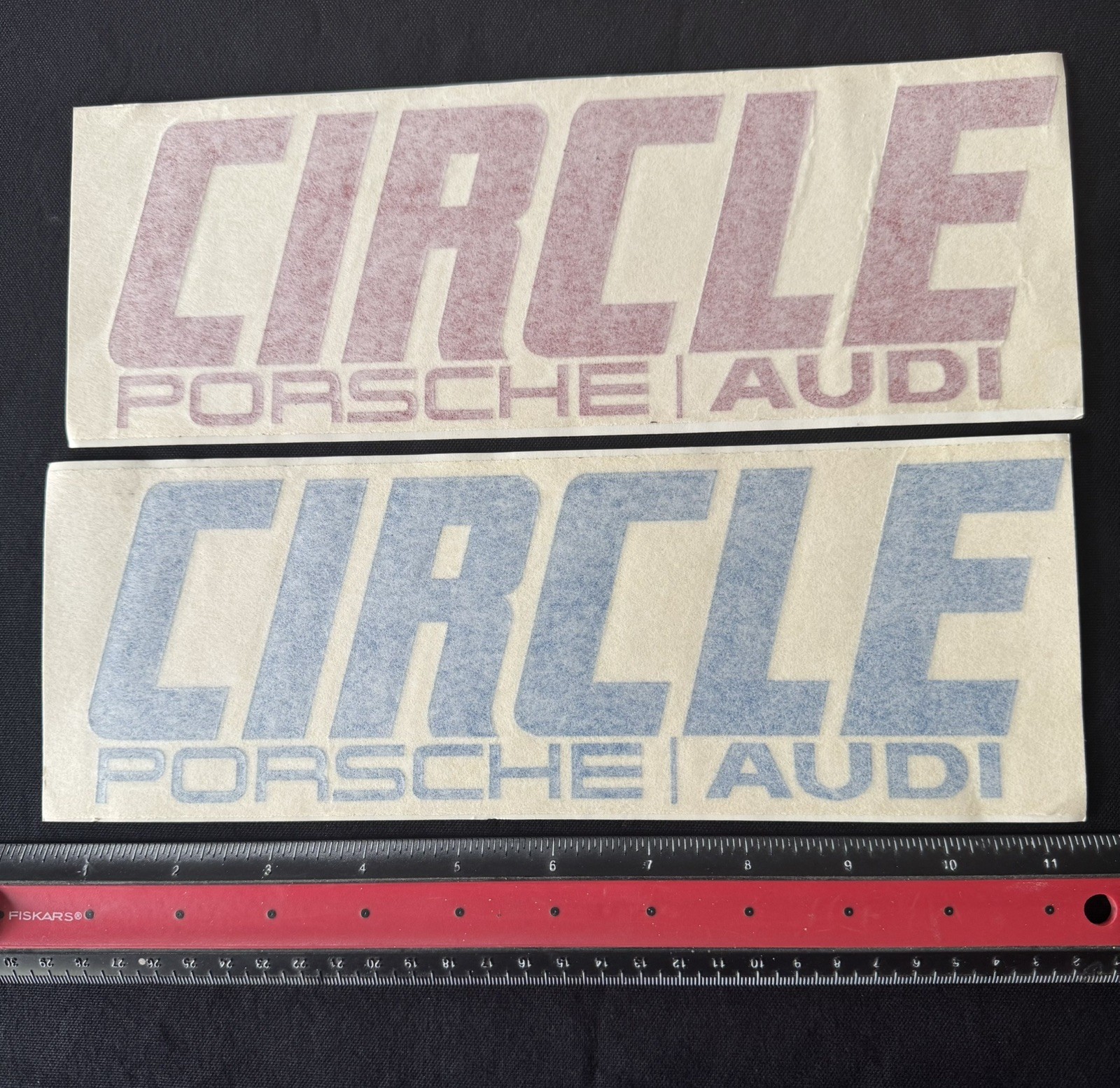 (2) Vintage Circle Porsche Audi Stickers Long Beach CA