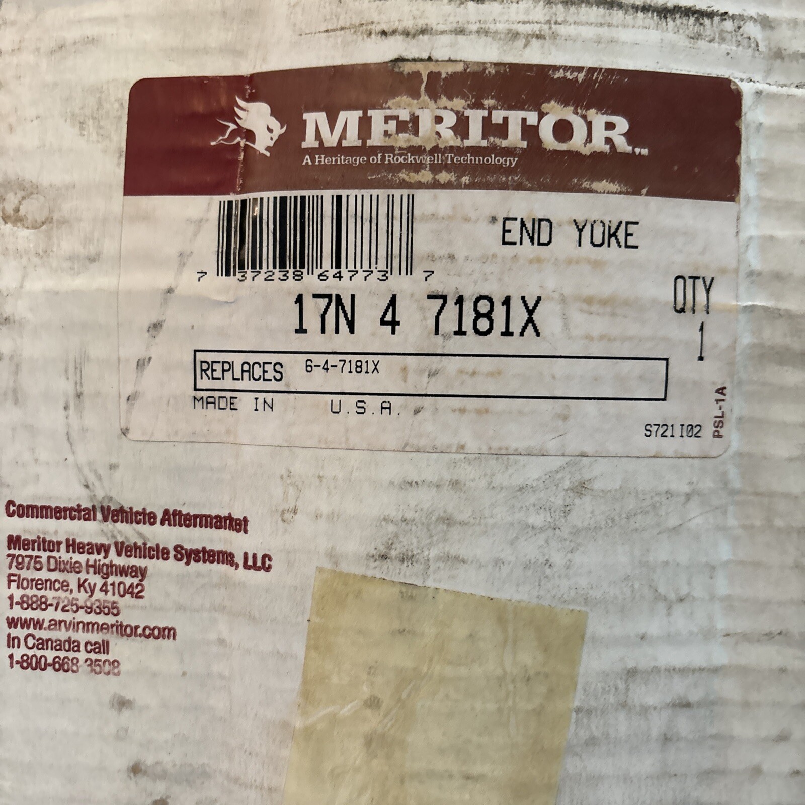 SALE OEM MERITOR YOKE END - 17N 4 7181X (17N47181X) -NEW-  (REPLACES 6-4-7181X)