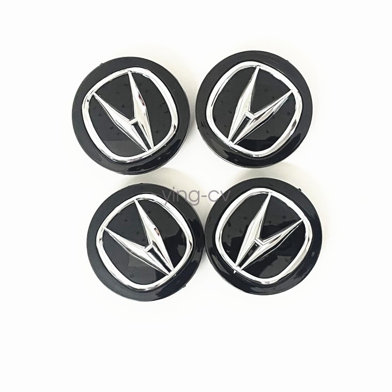 4x Black with Chrome Logo Wheel Center Hub Caps For ACURA Size 69mm/2.71