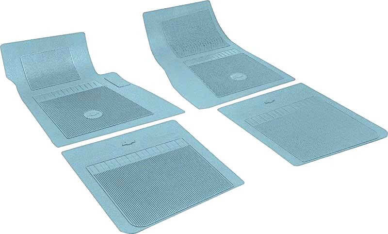 OER 4 Piece Light Blue Floor Mat Set With Bow Tie For 1958-1981 Chevrolet Models