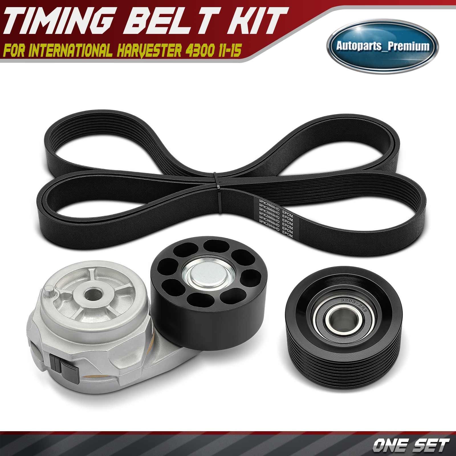 3x Serpentine Belt Drive Component Kit for International Harvester 4300 11-15