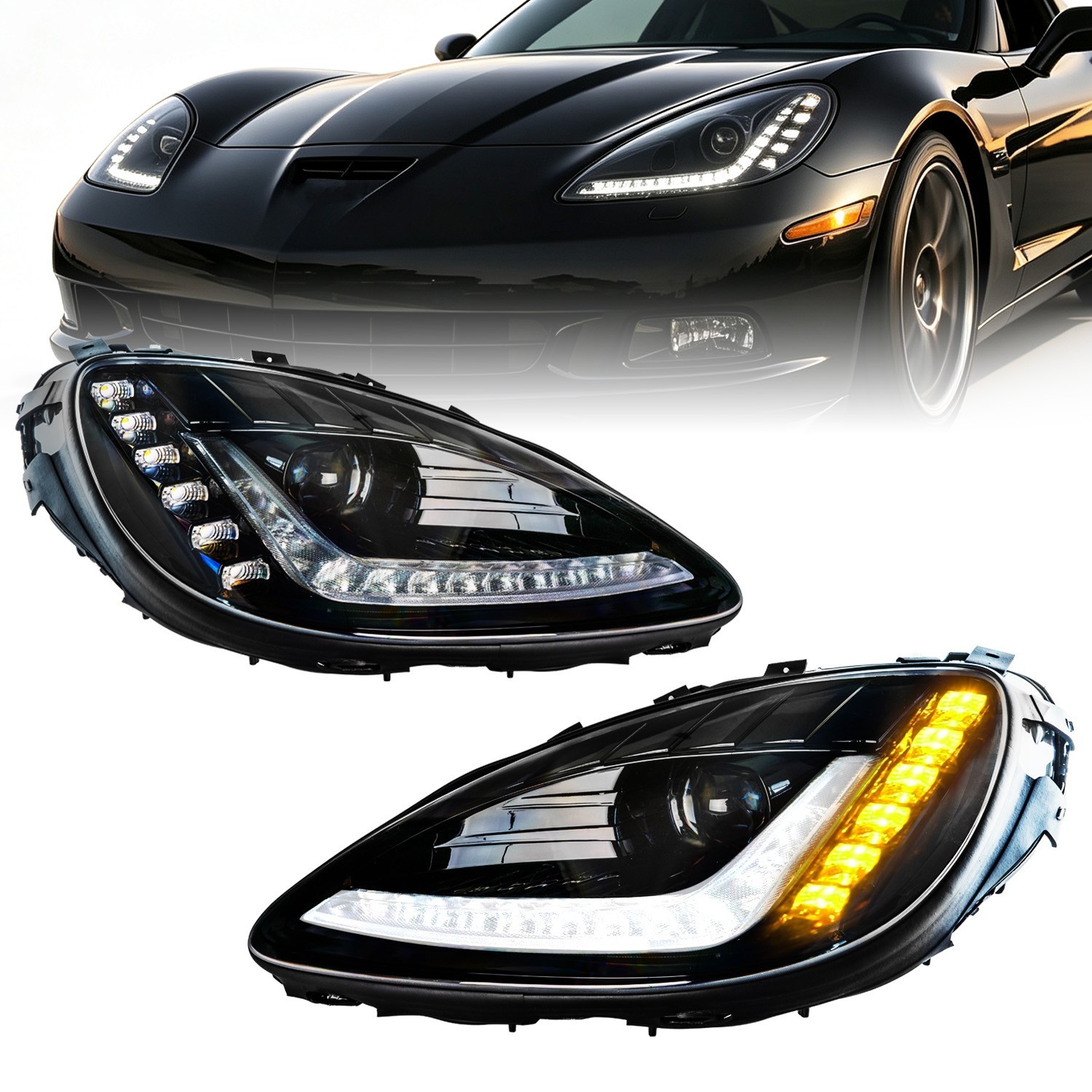 LED Projector Headlights Assembly fit for 2005-2013 Chevy Corvette C6 L+R LED Projector Headlights Assembly fit for 2005-2013 Chevy Corvette C6 L+R