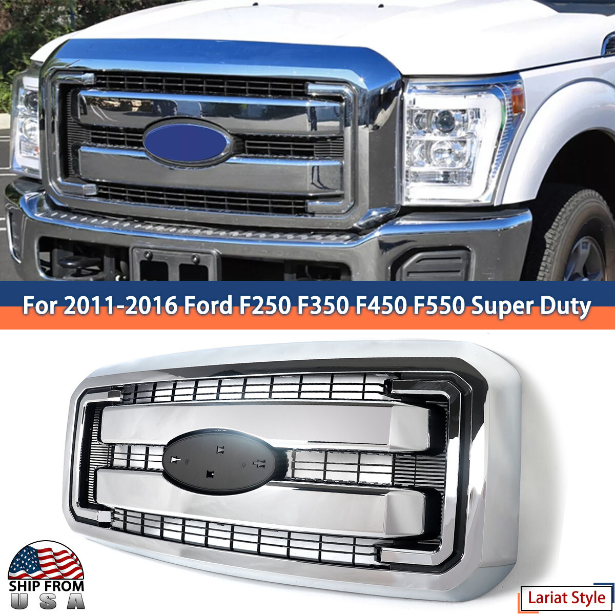 NEW Grill Assembly Fit for 2011-2016 F250/F350/F450/F550 Super Duty Chrome Grill NEW Grill Assembly Fit for 2011-2016 F250/F350/F450/F550 Super Duty Chrome Grill