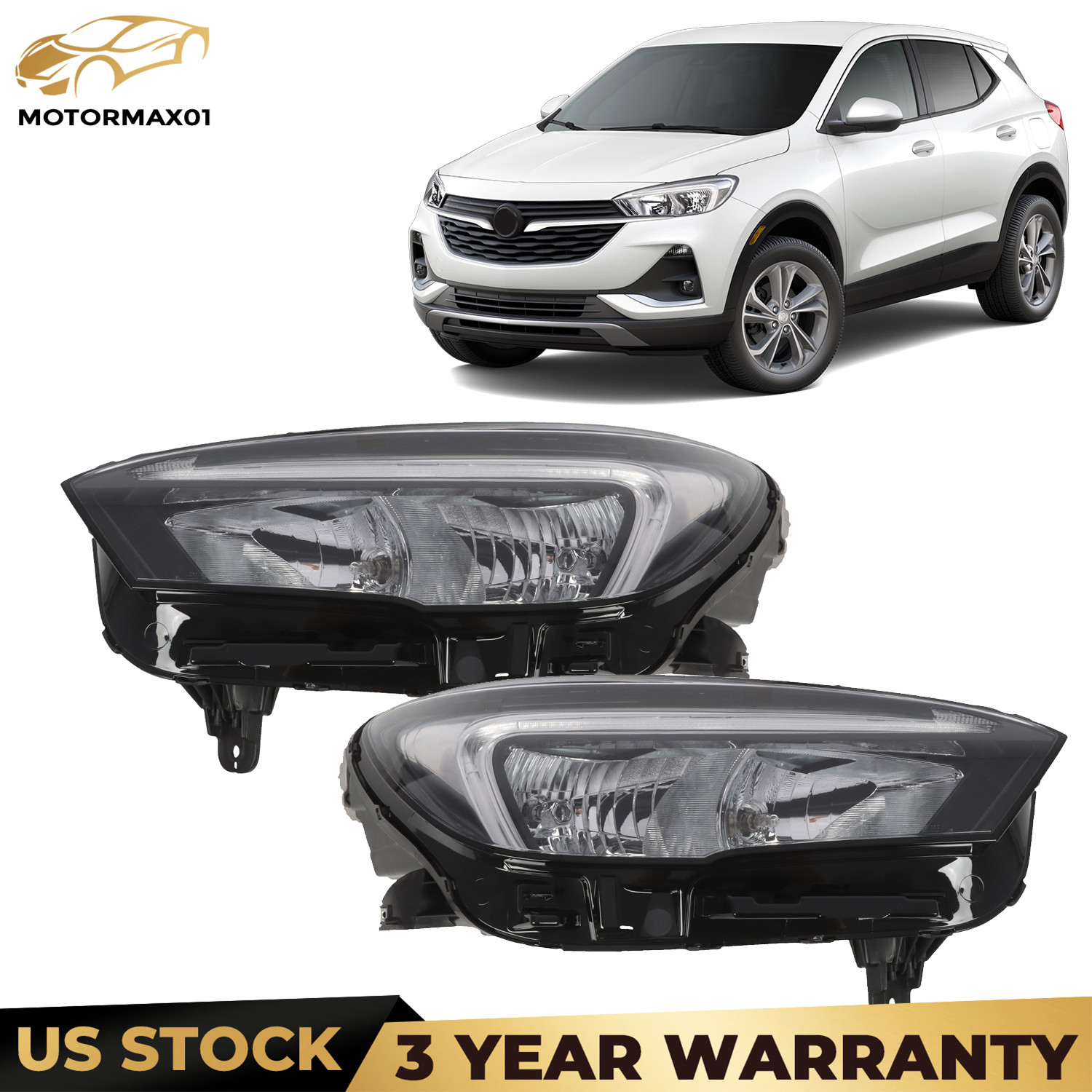 For 2020-2023 Buick Encore GX Halogen LED DRL Headlights Set Left Right