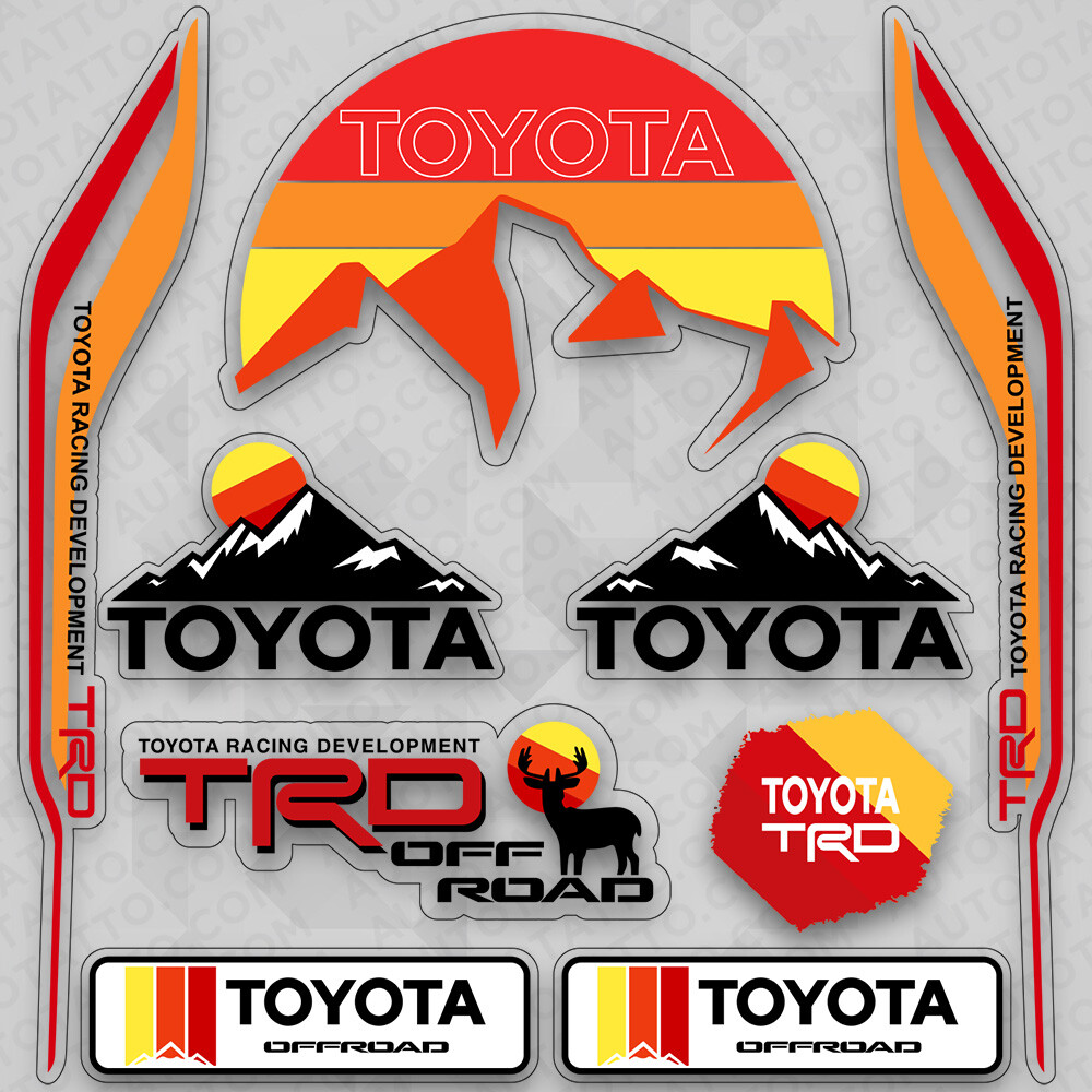 Toyota TRD Pro Off Road Mountain Car 3D Logo Sticker Vinyl Decal Stripes Decor