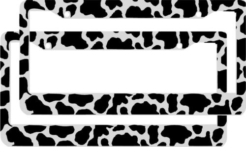 2 COW PRINT BLACK WHITE License Plate Frames lot 2 2 COW PRINT BLACK WHITE License Plate Frames lot 2
