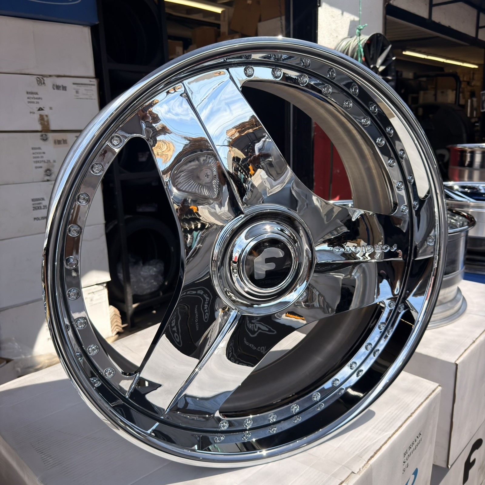 26x10 Forgiato Wheels 713-3 Chrome +25 Offset Wheels Only XL Floater Cap