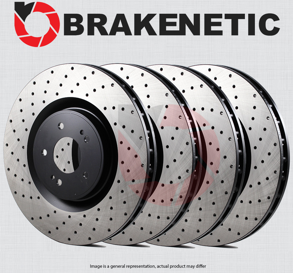 FRONT+REAR BRAKENETIC Premium Cross Drilled Brake Disc Rotors 50.20036.21