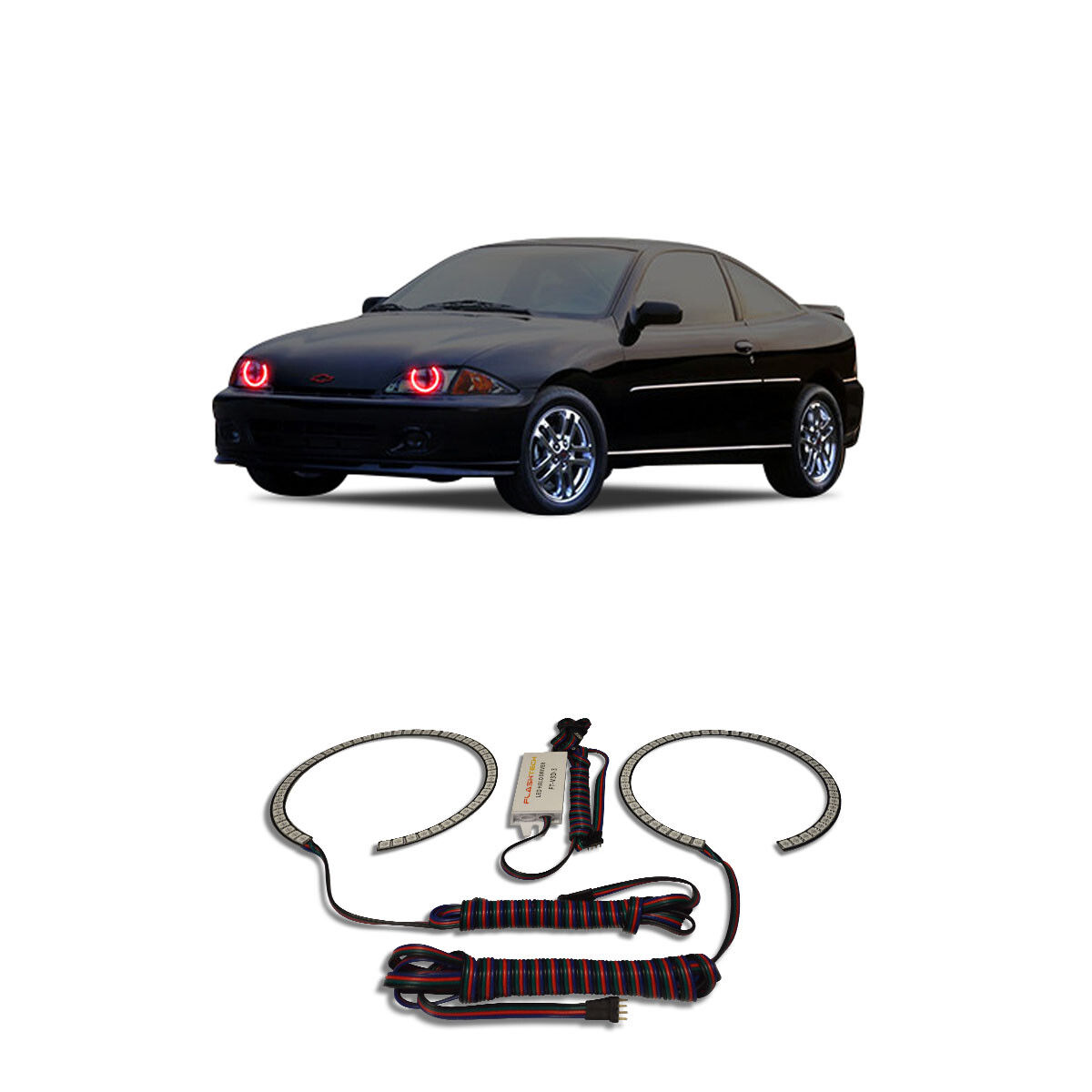 Bright Red Angel Eye Headlight Halo kit for Chevrolet Cavalier 00-04