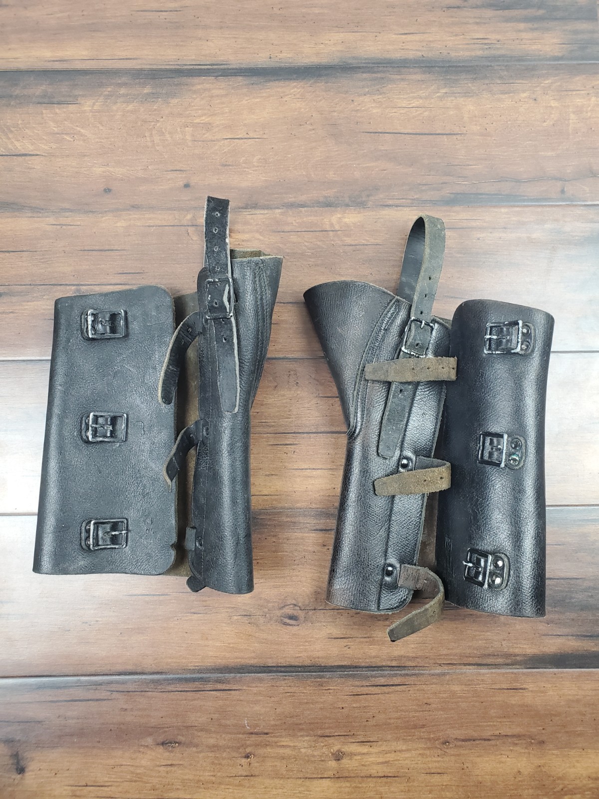 Vtg 1964 Swiss Army 11 Black Leather Gaiters Quenzer Motorcycle Military Camping