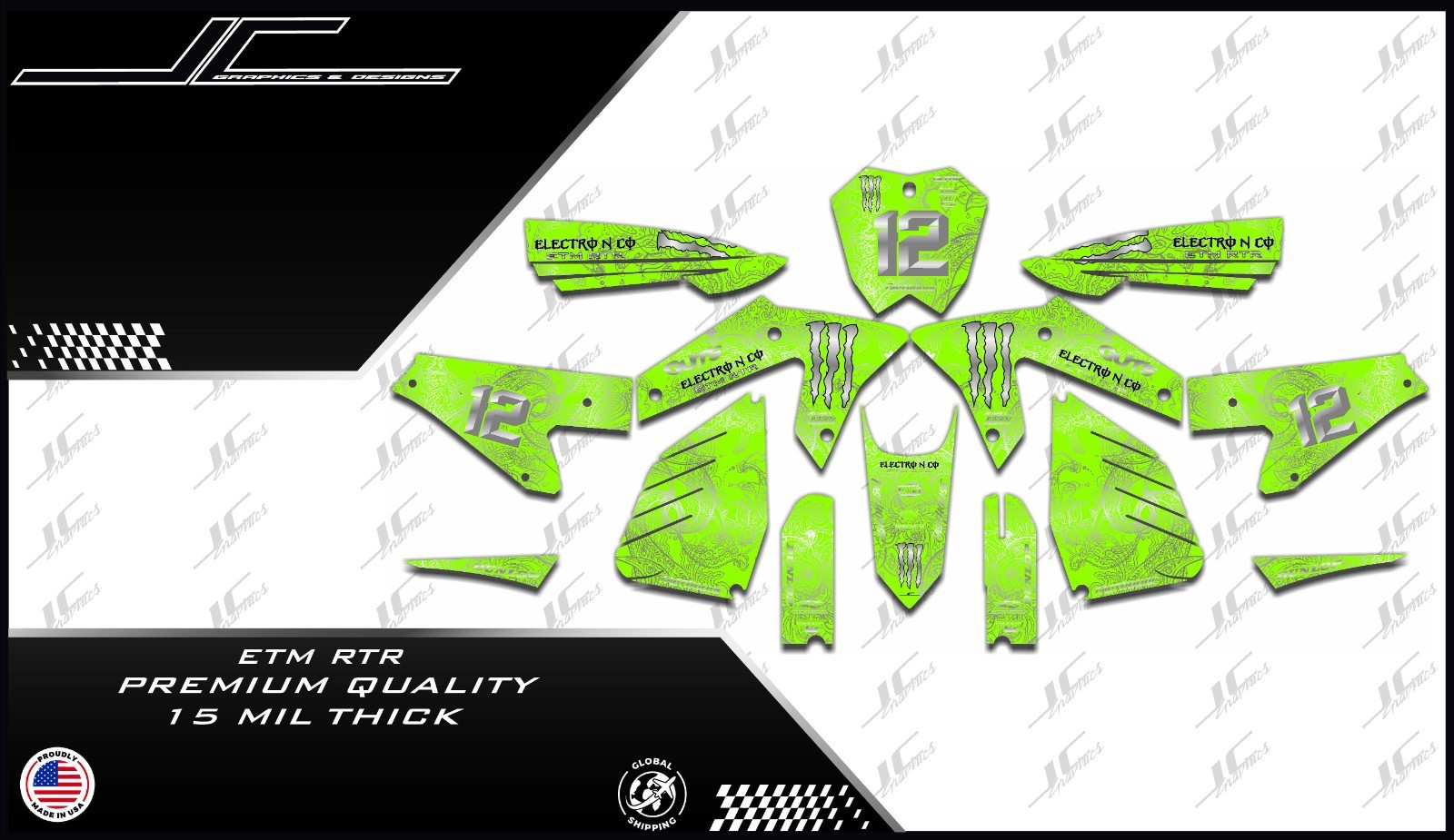 ETM RTR graphics kit decals  THICK AND HIGH GLOSS .....