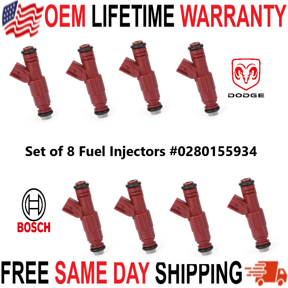NEW UPGRADED OEM Bosch x8 4hole 24LB Fuel Injectors for 00-03 Dodge 3.9 5.9 +HP