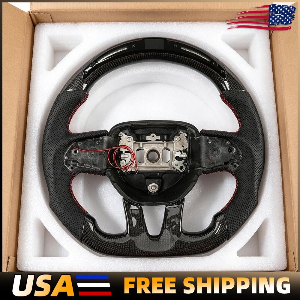 LED Carbon Fiber  Steering Wheel For Dodge Charger Durango SRT 15-23 In US Stock