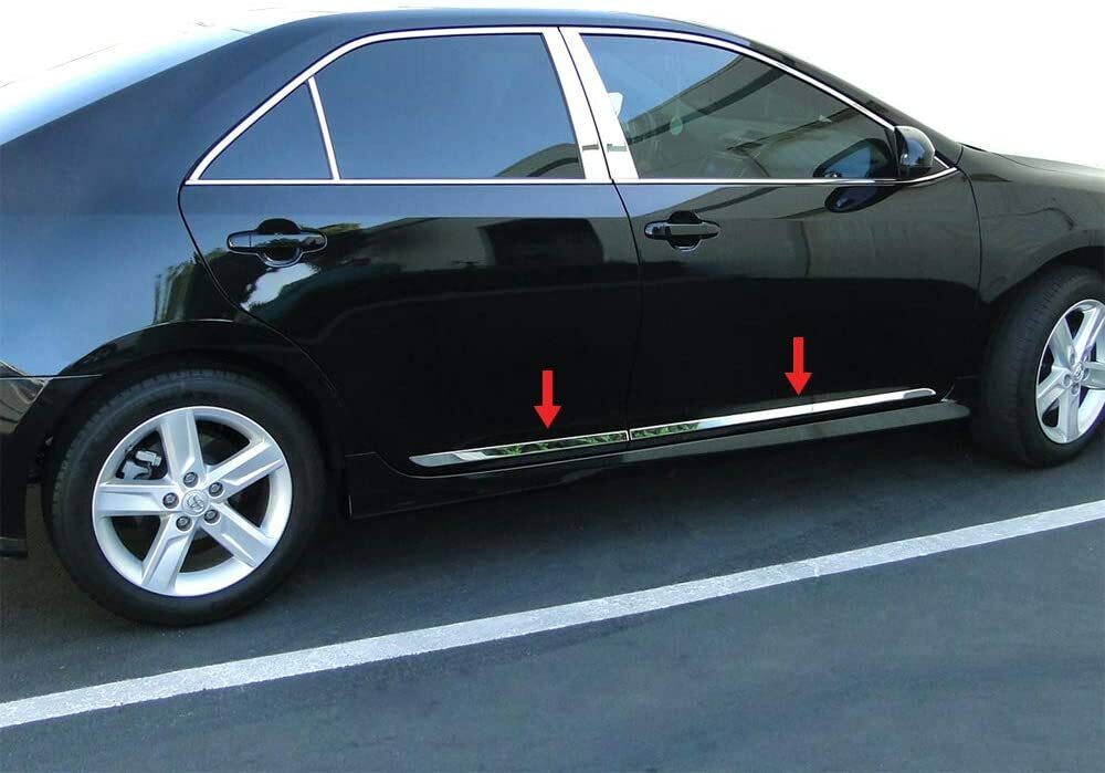 fit:2012-2014 Toyota Camry Flat Body Side Molding Trim Stainless 4Pc 1 1/2\