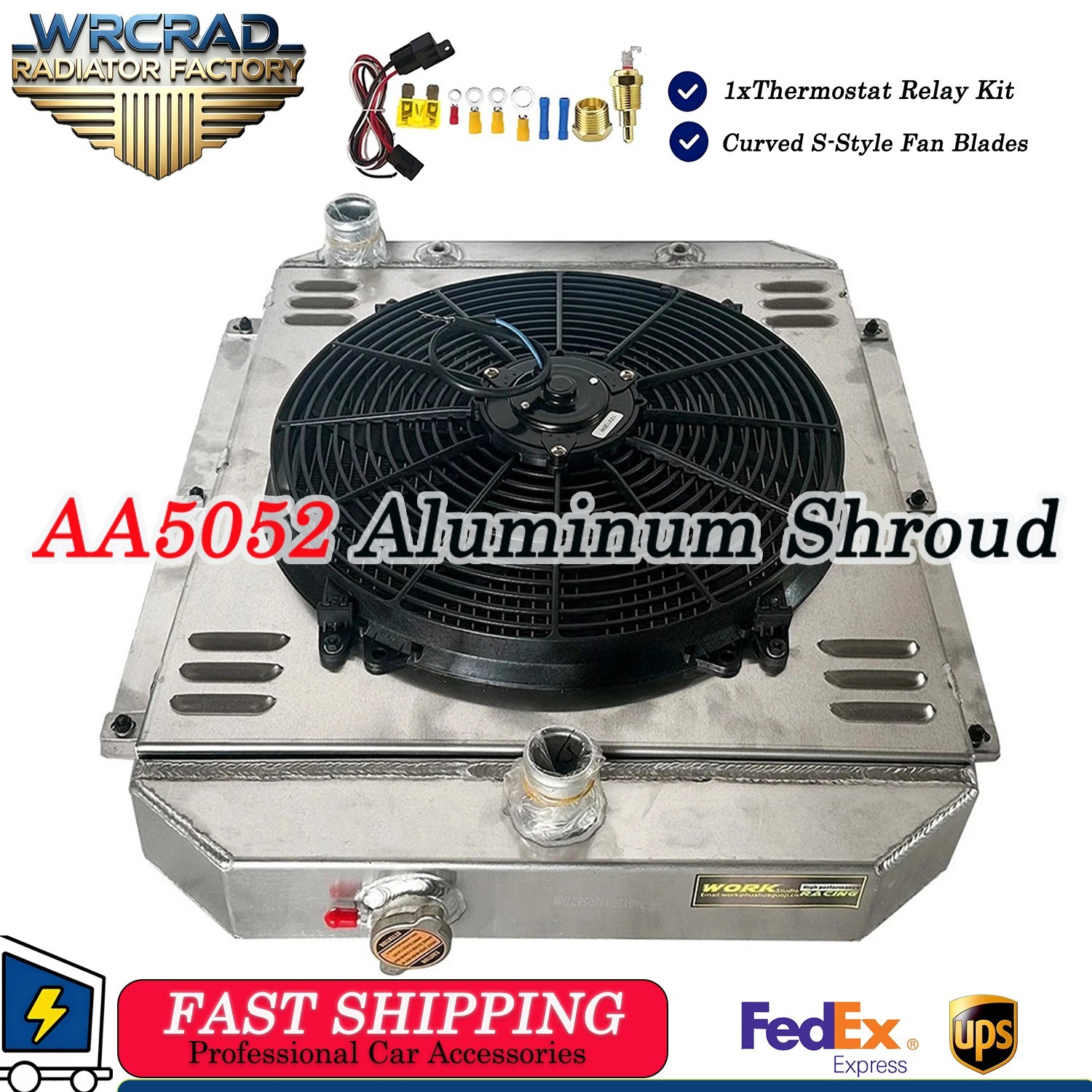Aluminum Radiator Shroud Fan For  1947-1954 Chevy Truck 3100 3600 3800 Pickup V8