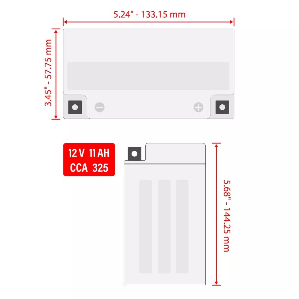YB10L-A2 Caltric AGM Battery for Suzuki 33610-44010 / 12V 11 Ah AGM Battery YB10L-A2 Caltric AGM Battery for Suzuki 33610-44010 / 12V 11 Ah AGM Battery