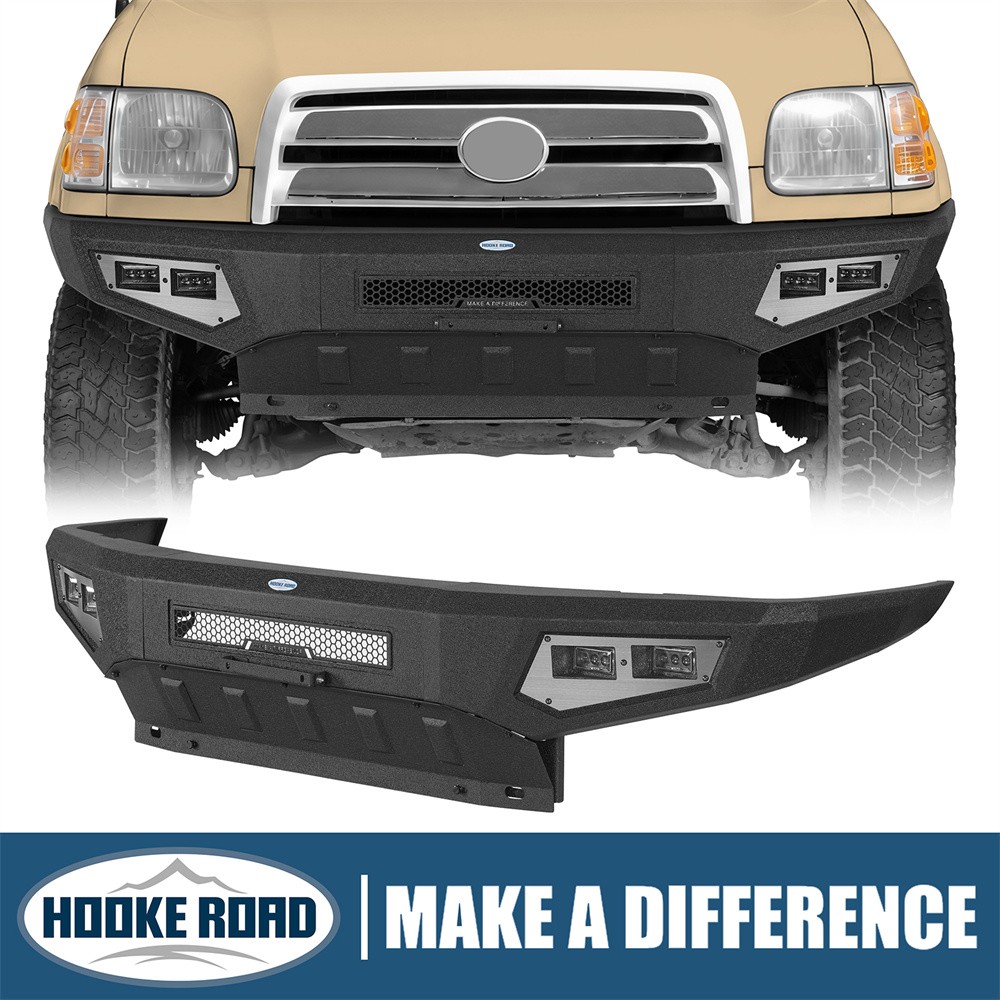 Hooke Road Off-Road Front Bumper For 2000-2006 Toyota Tundra w/Skid Plate+Lights