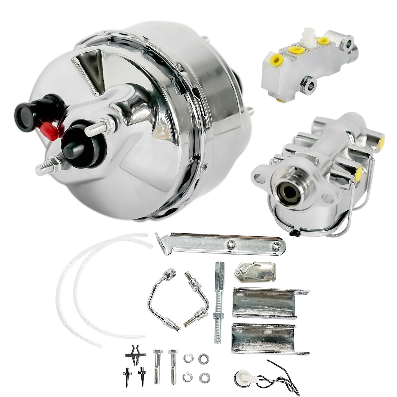 For 1968-1982 Corvette Chrome Brake Booster & Master Cylinder & PV4 Disc Drum