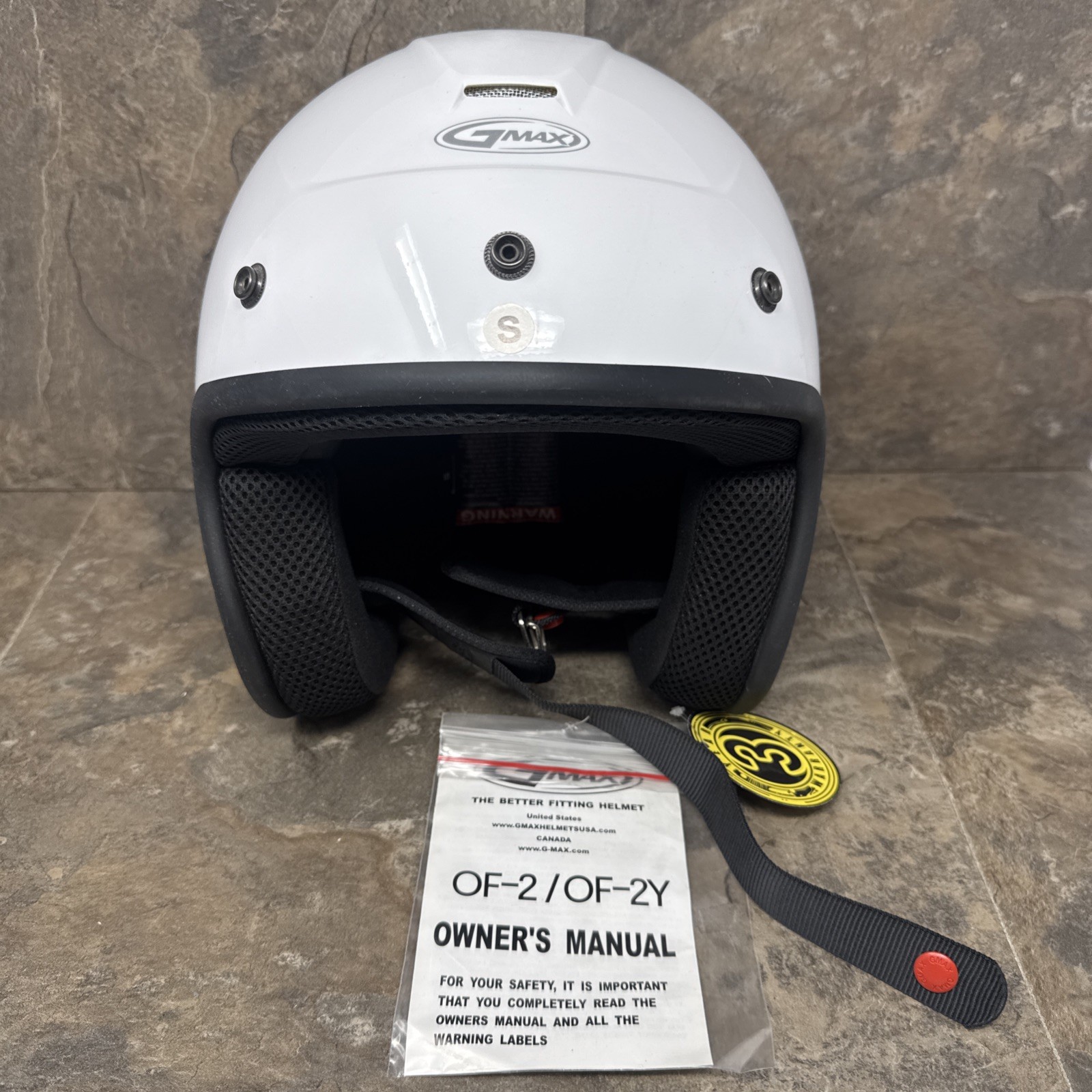 GMAX OF-2 Open-Face Motorcycle Helmet White Small No Visor DOT Certified New