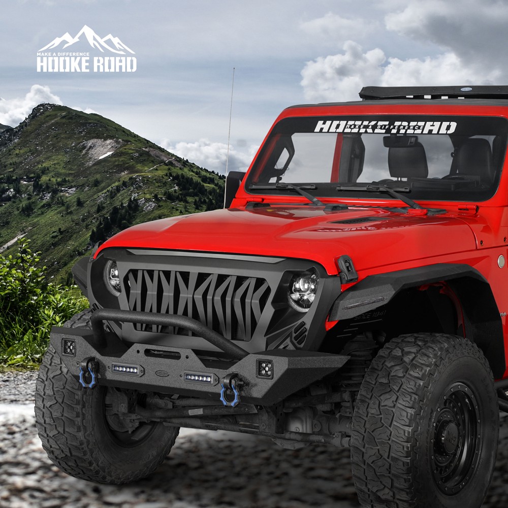 CLASSIC STEEL FRONT BUMPER W/LED LIGHTS FOR 2007-2026 JEEP WRANGLER GLADIATOR