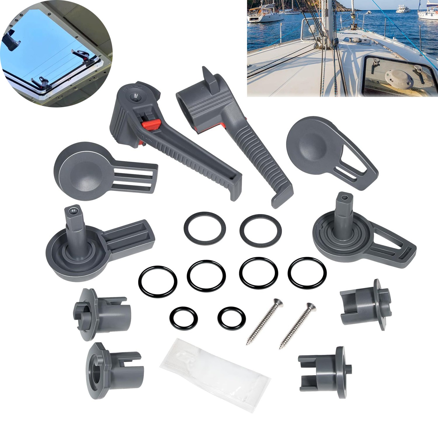 361680990 Large Handle Kit Replacement Fits for Lewmar Marine Hatches, for Ocean