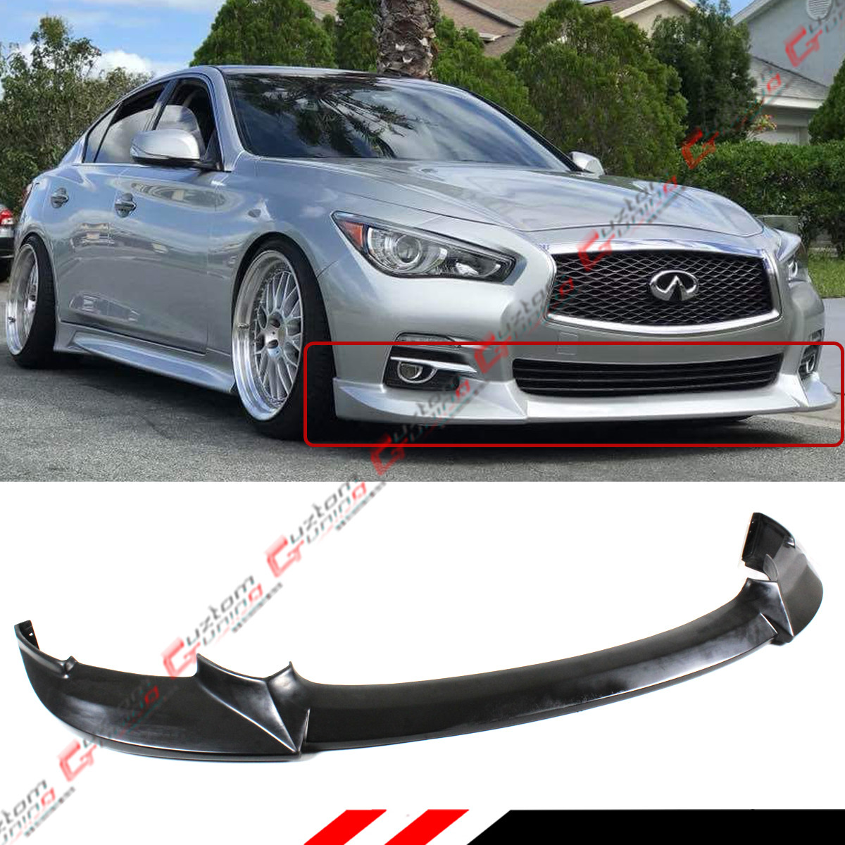 FOR 2014-17 INFINITI Q50 BASE PREMIUM JDM NIS STYLE FRONT BUMPER LIP-UNPAINTED FOR 2014-17 INFINITI Q50 BASE PREMIUM JDM NIS STYLE FRONT BUMPER LIP-UNPAINTED