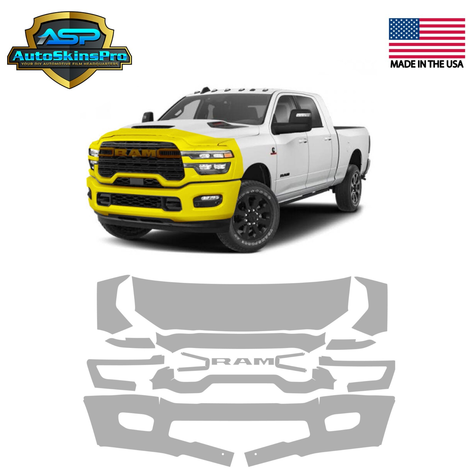 Precut Paint Protection Film (PPF) for 2025-2026 Ram 2500 / 3500 Partial Front