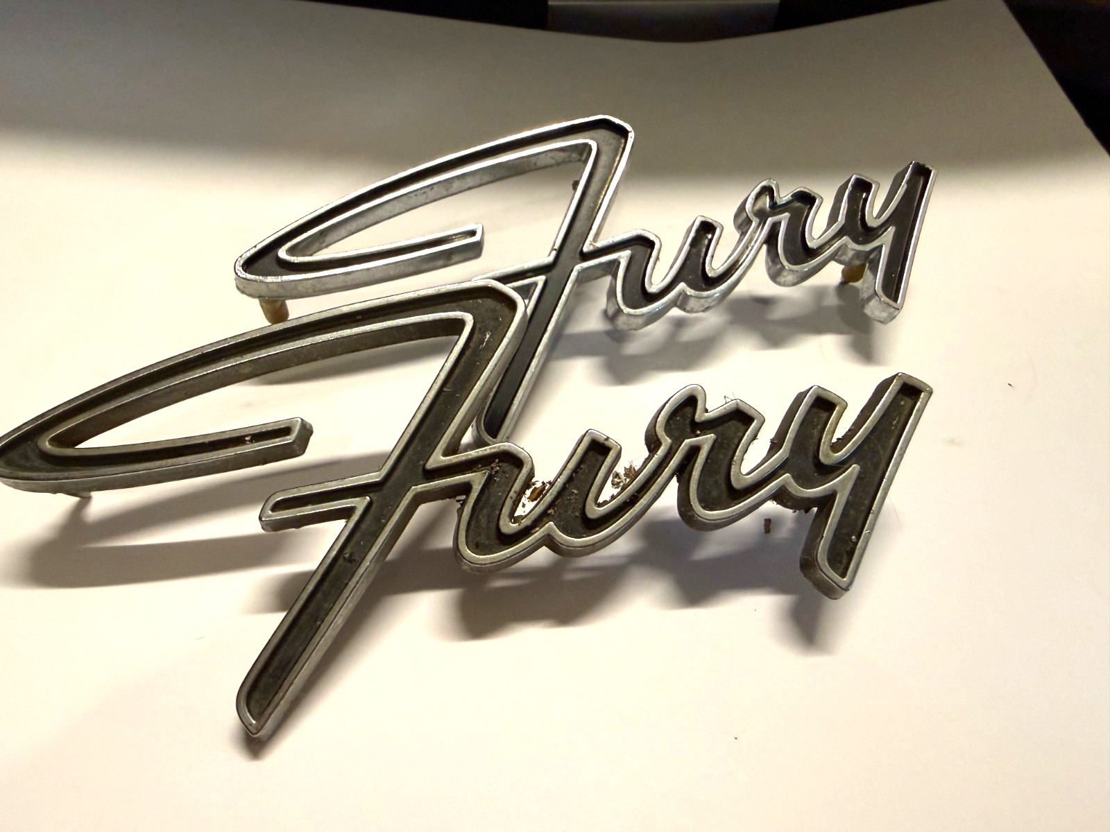 1965 1967 PLYMOUTH FURY SCRIPT BODY EMBLEM PAIR