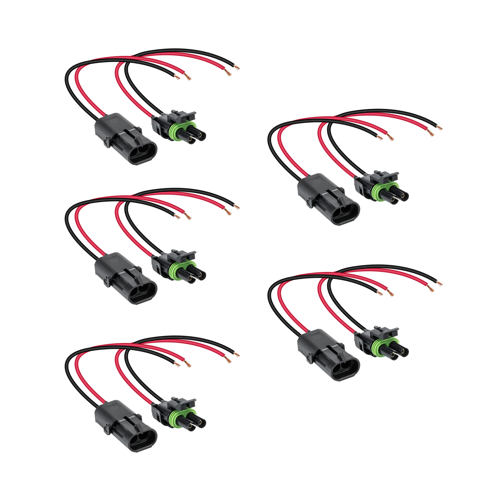 5pc OLS 2-Wire Weather Pack Connector Kit Assembled with 10\