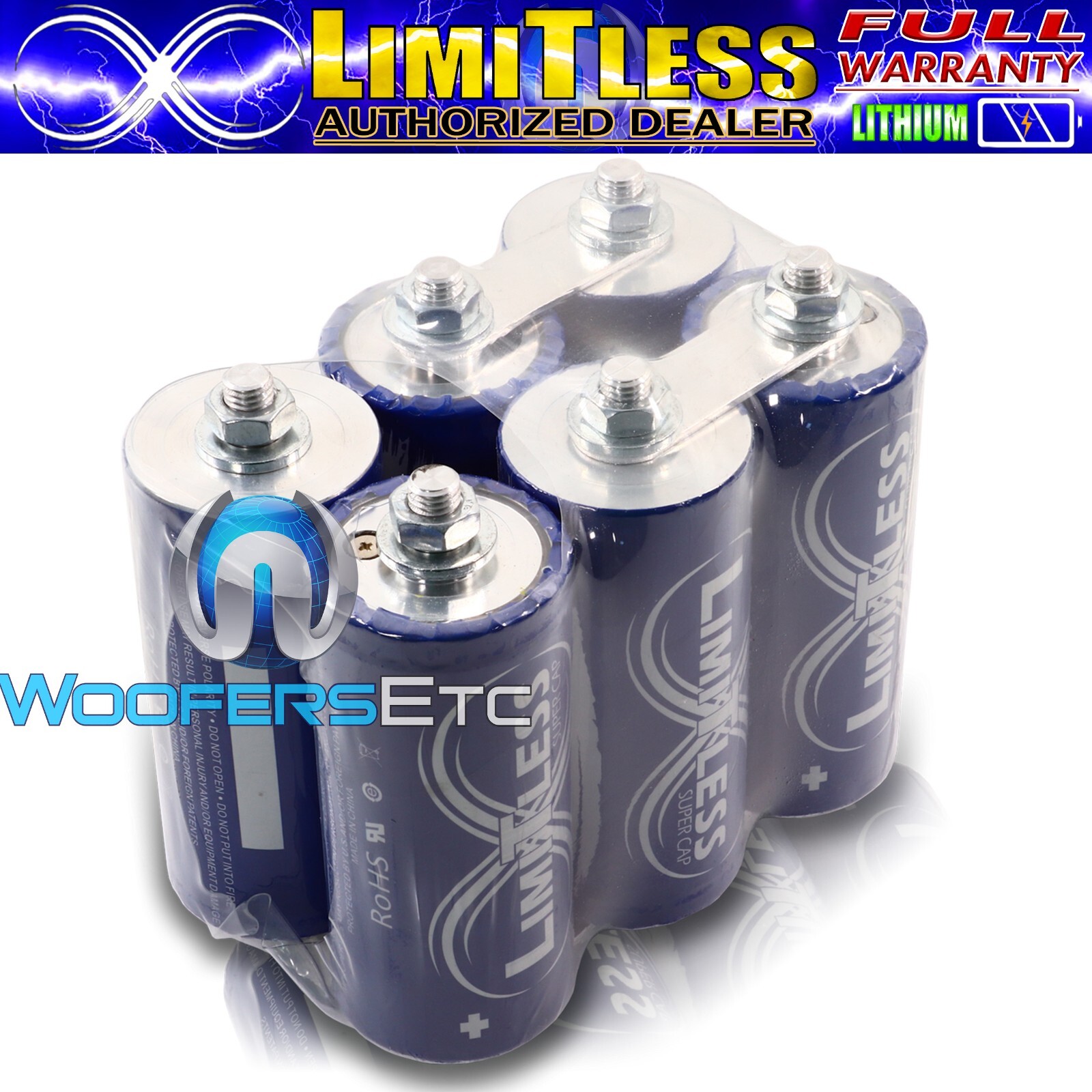 LIMITLESS LITHIUM  SUPER CAP 2.7V 3000F CAPS BANK OF 6 FOR CAR AUDIO AMPLIFIER