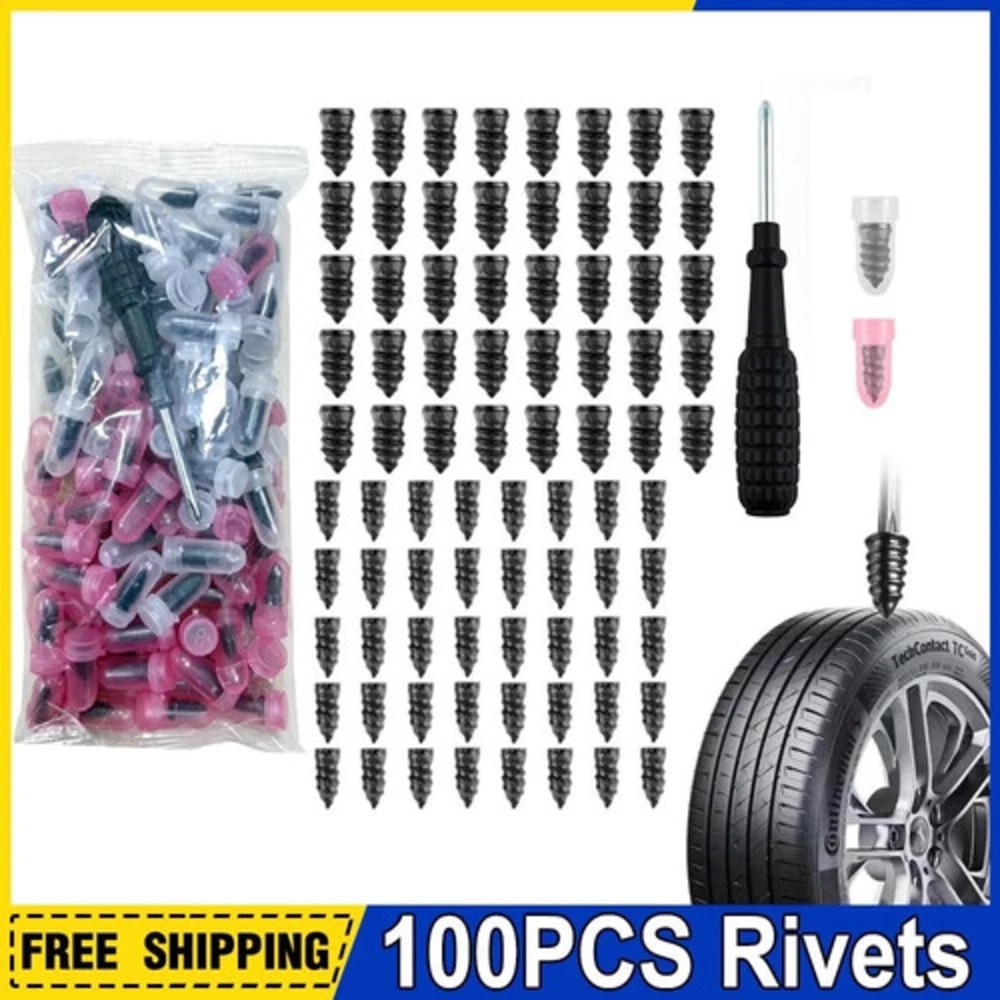100PCS*Tire Plug Kit with Screwdriver,Rubber Flat Tire Repair Kit for Fast Re.