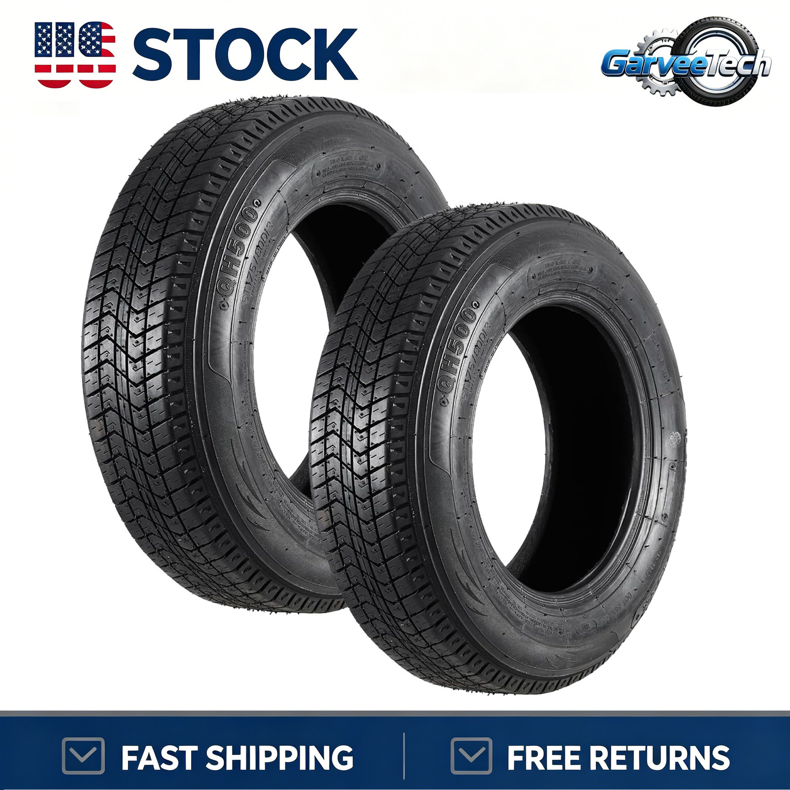 2 PACK ST205/75D14 Trailer Tires 6 Ply 205 75 14 Heavy Duty Replacement Tyres
