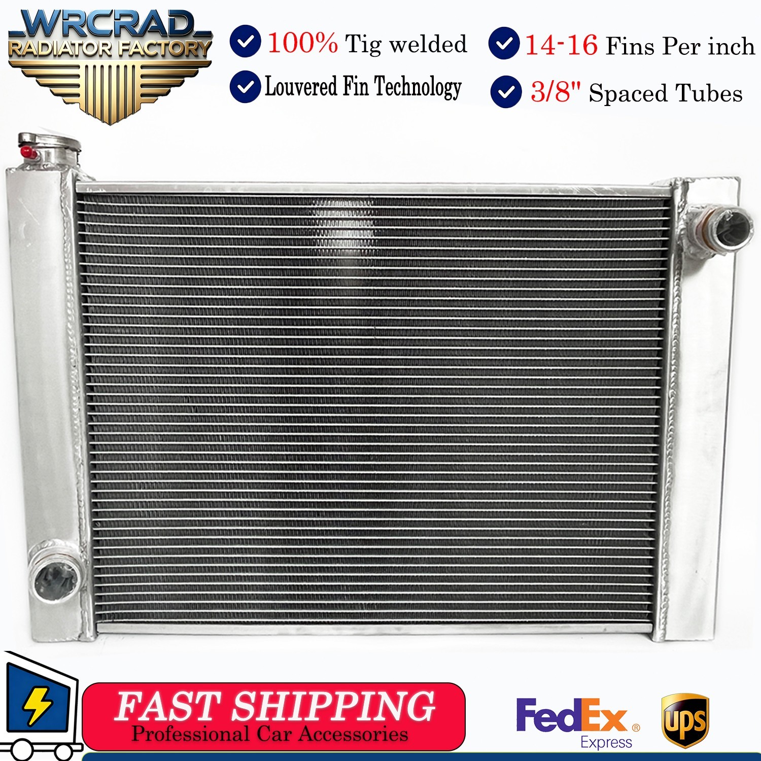 22 x 19 Aluminum Racing Radiator 2 Row For 22