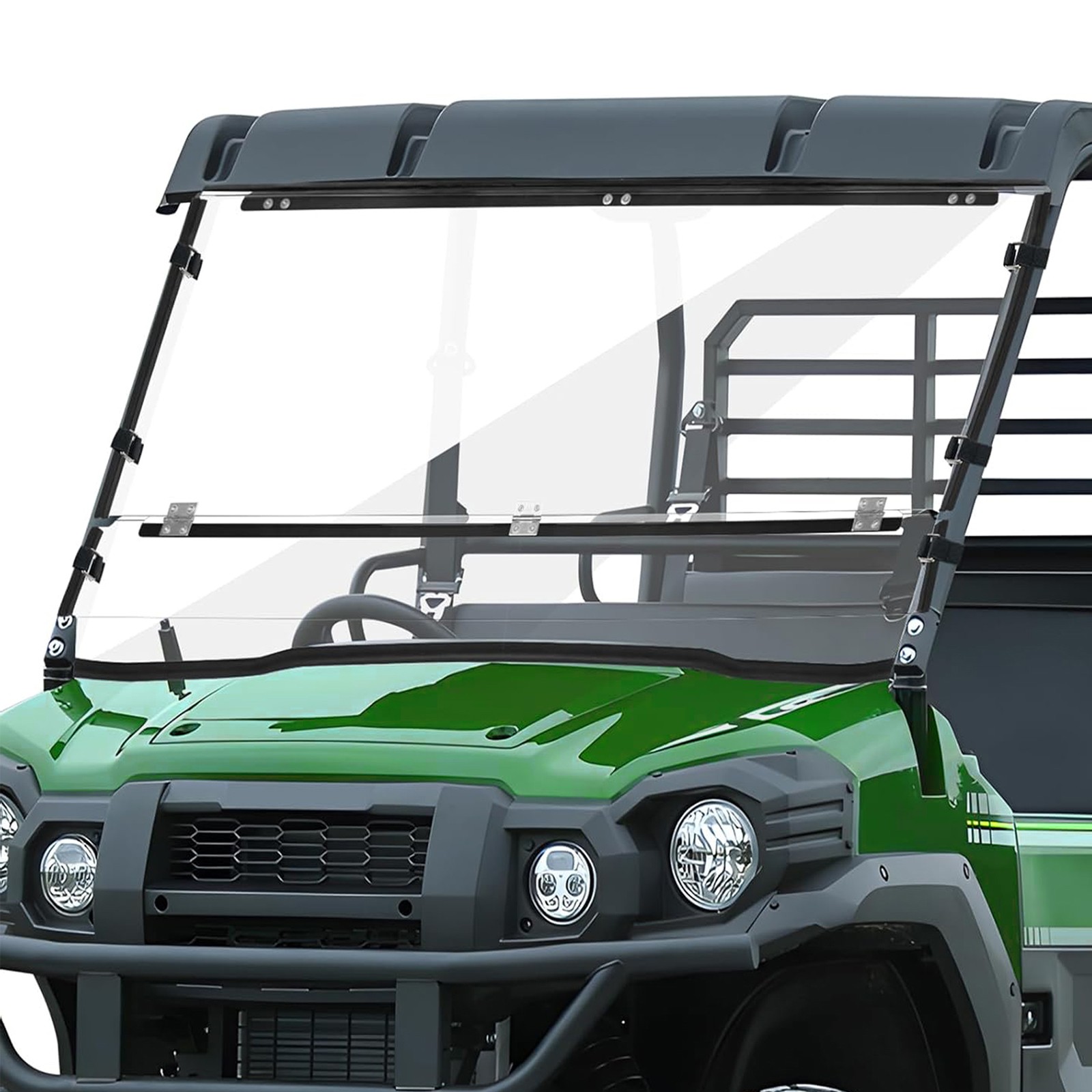 Flip Front Windshield for 2015-2026 Kawasaki Mule Pro FXT FX DX DXT 2016-2026 Flip Front Windshield for 2015-2026 Kawasaki Mule Pro FXT FX DX DXT 2016-2026