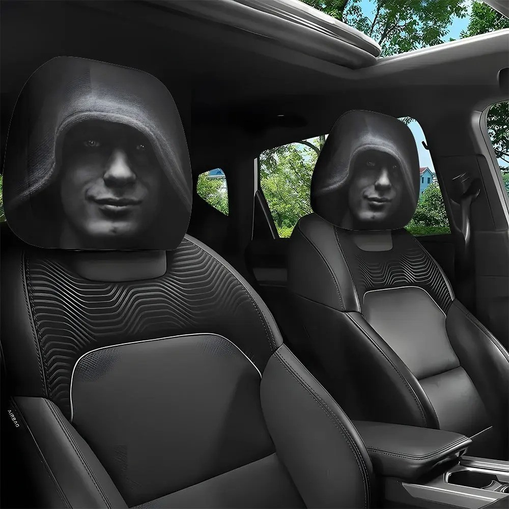 2pcs Ghost Face Headrest Covers,Scary Face Printing Auto Seat Universal Elastic 2pcs Ghost Face Headrest Covers,Scary Face Printing Auto Seat Universal Elastic