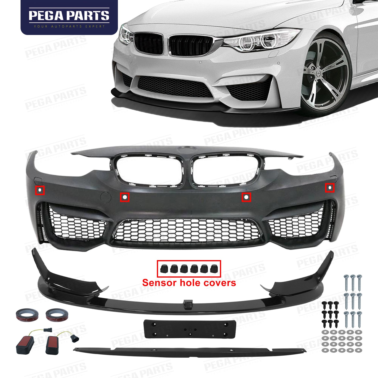 Front Bumper Cover Grille Lip Spoiler To M3 Style For BMW 3 Series F30 2012-2019